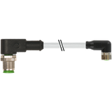 M12 male 90° / M8 female 90° A-cod. PUR 3x0.25 gy UL/CSA+drag ch. 1m