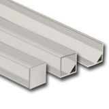 Corner aluminum profile RD, 16x16 mm, clear diffuser, complete, 1 m