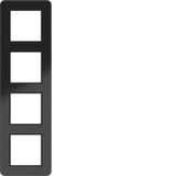 Cover frame 4-way, C.8, glossy black glass