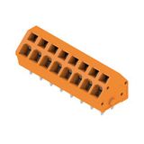 Printed circuit board terminals, 5.00 mm, Number of poles: 8, 135°, Solder pin length (l): 3.5 mm, tinned, orange, Tension-clamp connection, Clamping range, max. : 2.5 mm², Box