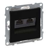 2XRJ45 SOCKET CAT6 STP BLACK