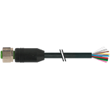 M12 female 0° A-cod. with cable PUR 12x0.14 bk UL/CSA+drag 42.0m