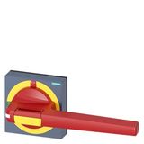 handle with masking plate EMERGENCY-STOP size 100x 100, for shaft 12x 12, test-0-I, handle size