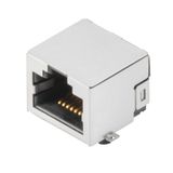 PCB plug-in connector, RJ45 jacks, Cat. 5e , SMD solder connection, 90°, Latch option: top, Shield tabs: none, 30...80 µ" Ni / ≥ 30 µ" Au , LED: No, Number of poles: 8, Tape