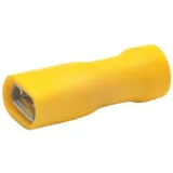 Insulated flat plug sleeve, 6.3 x 0.8 mm, 4.0 to 6.0 mm², AWG 12 to 10, brass, tin-plated, yellow, 750V