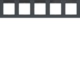 Cover frame 5-way horizontal, text field, A.1, anthracite