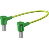 POAG connection cable with (POAG socket, spring-loaded, angled) to (POAG socket, spring-loaded, angled), 1 m, green/yellow, PVC, 4.0 mm², 55.3200-10020