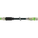 M8 male 0° / M8 female 0° A-cod. LED PVC 3x0.25 bk UL/CSA 0.6m