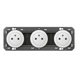 Triple 2P+E surface dooxie 16A pre-wired power socket white finish
