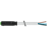 M8 female 0° A-cod. snap-in with cable PUR 3x0.25 gy +drag ch. 5m