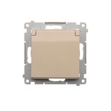 IP44 single socket outlet without frame seal - same color flap&cframe, (module), 16A, 250V, Screw, cream white/electro white