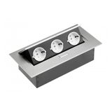 Furniture socket, 3xSHUKO, without cable, aluminum