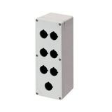 Aluminium push-button enclosure M4 92x265x100, 7 holes Ø 22, with cable entry