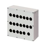 Aluminium push-button enclosure M4 230x257x100, 20 holes Ø 22, without cable entry