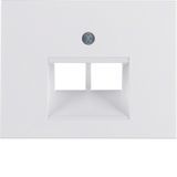 Centre plate for FCC soc. out. 2gang, K.1, p. white glossy