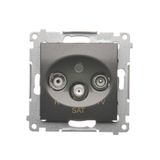 R-TV-SAT pass through aerial socket, atten.: 10dB, anthracite, metalic