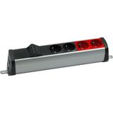 Expanded power strip set: 2x250V type E + 2x250V UPS + 2xRJ45 plate with Keystone mounting, Screw; aluminum black
