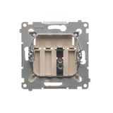 Double socket outlet without earthing, with shutters, (module), 16A, 250V, Screw, Gold matt, metalic