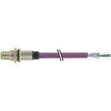 M12 male recept. A-cod. rear PUR AWG24+22 shielded vt +drag ch. 7.5m