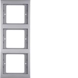 Frame 3gang vert., K.5, stainless steel, metal matt finish