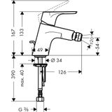 Focus bidet mixer with pop-up, chrome