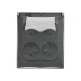 Quadruple socket outlet with earthing - and shutters - IP44 version - transparent flap, 16A, quick connection, dark grey