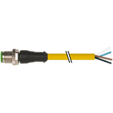 M12 male 0° A-cod. with cable PUR 4x0.34 ye UL/CSA+drag ch. 0.3m
