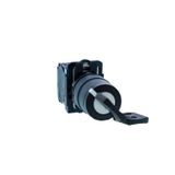 Key selector switch, Harmony XB5N XB7N, plastic, black, 22mm, short handle, 3 pos, stay put, 2 side key release, 2 NO