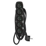 Extension Cord 2 m / 5 sockets / black / PVC / 1 mm2