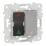 NEW UNICA LED indicator "Not free/Cleaning" and "Ring" button, 2 modules, ALUMINIUM