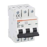 Miniature circuit breaker, 3P - 10kA. 3 modules, characteristic B, 25A