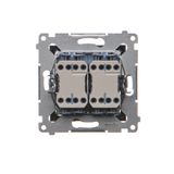 Double socket outlet without earthing, with shutters, (module), 16A, 250V, Screw, white