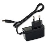 Power adapter 12W, DC12V/1A, IP20, black plastic, with plug