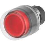 Projecting push-button, illuminated, red, rubber cap