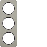 Frame 3gang, R.1, stainless steel/black