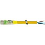 M8 female 0° A-cod. with cable LED PUR 3x0.25 ye 7m