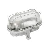 OVAL-7063T, E27, 25W, white-polypropylene, cover transparent-glass, IP44, steel cage