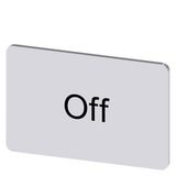 Labeling plate 17.5x27 mm, silver-colored label, labeling: Off