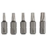 5-piece screwdriver bit set, Extra Hard version (Torx®) T 10; T 15; T 20; T 25; T 30; 25 mm