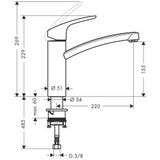 Focus M41 kitchen sink mixer, chrome
