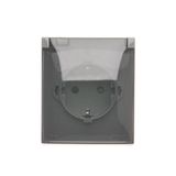 IP44 single socket outlet with Schuko earthing and shutters - transparent flap, dark grey, 16A