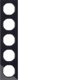 Frame 5gang, R.3, glass black