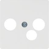 Central plate for broadband modem box, polar white, glossy