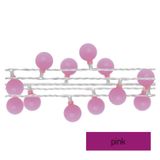 LED cherry light chain – 2.5 cm balls, 4 m, outdoor and indoor, pink, timer