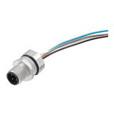 Built-in plugs, M12, pin, straight, Mounting thread: M 16 x 1.5, Number of poles: 4, Strand / cable length: 0.5 m, Front mounting