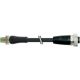 M12 Power male 0° L-cod. / 7/8'' female 0° PUR 5x1.5 bk +drag ch. 0.3m
