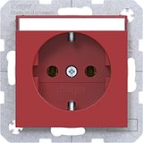 SCHUKO wall socket, text field, plug-in type, A.x/C.x, red