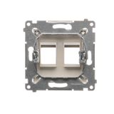Double IP44 socket outlet with Schuko earthing and shutters, surface mounted - Scandinavian version, (Complete product), 16A, 250V, Screw, Silver matt, metalic
