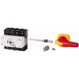 DMM-160/3/M4/P-R Switch-disconnector, DMM, 160 A, 3 pole, Emergency switching off function, With red rotary handle and yellow locking ring, With metal shaft for a cont