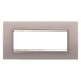 LUX PLATE - IN GLASS - 6 MODULES - PEARLY GRAY - INNER FRAME MATT LIGHT BRONZE - CHORUSMART